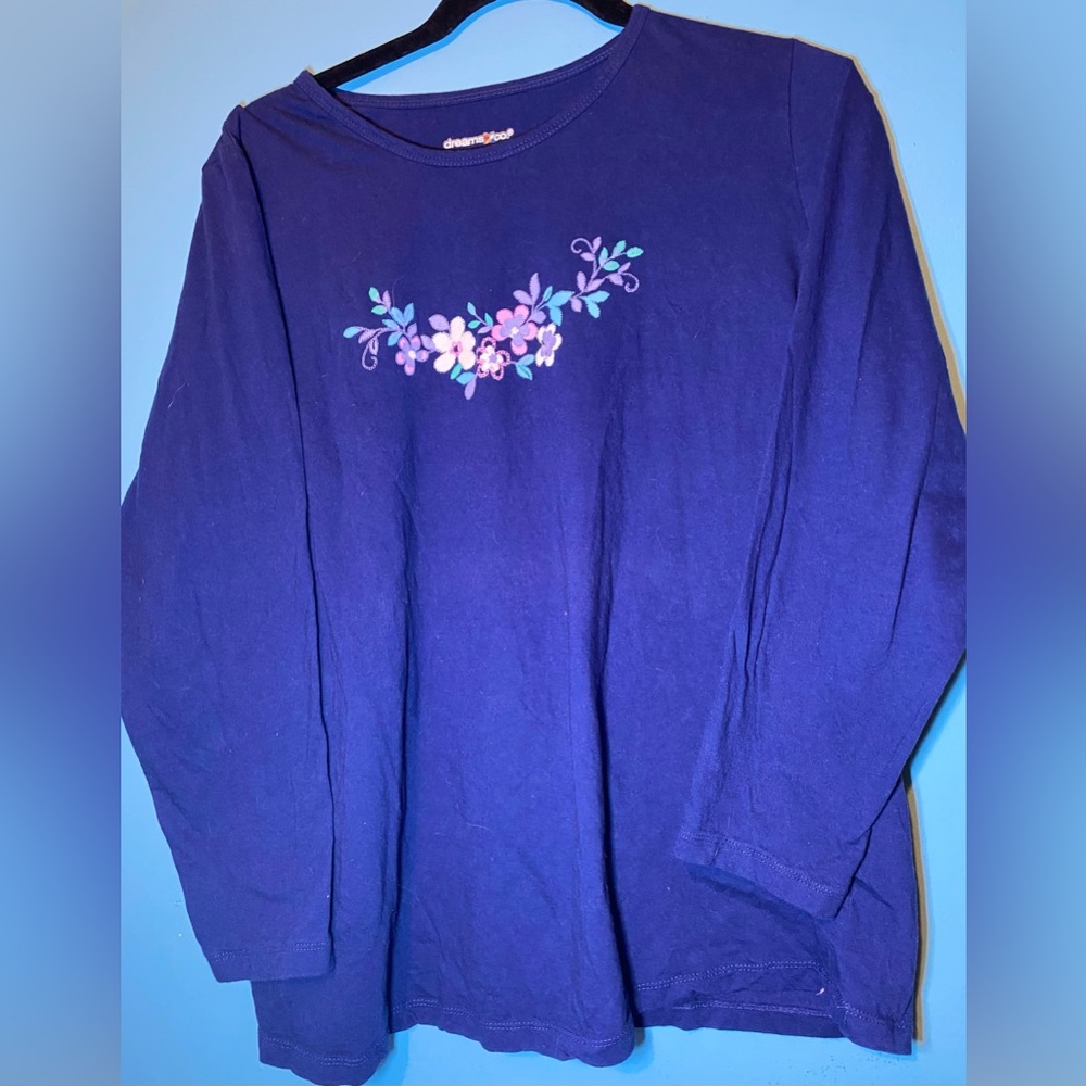 Vintage Dreams & Womens Purple Long Sleeve Floral Top, M